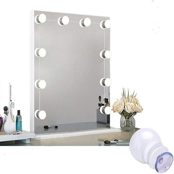 Kit de tiras de luces LED para tocador Hollywood con 10 bombillas  regulables para espejo de maquillaje de cuerpo completo, espejo de pared, luces  de espejo de tocador enchufables c YONGSHENG 8390613244376
