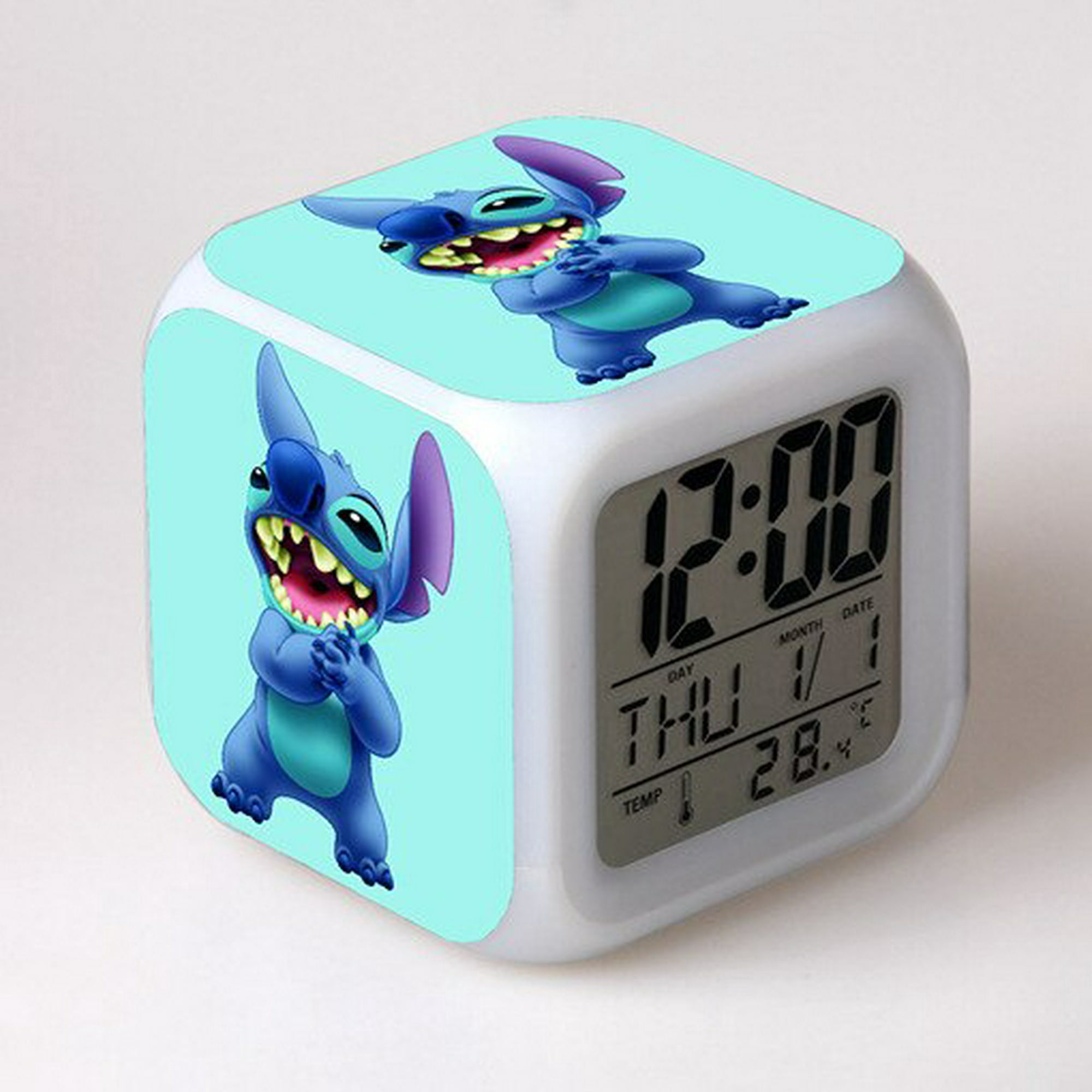 Disney Lilo Stitch Alarm Clock Growing LED Color Change Digital Light.