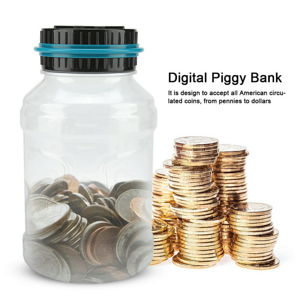Hucha digital contador de ahorro de monedas contador LCD contador de dinero  tarro cambio botella, contador de monedas digital transparente contador