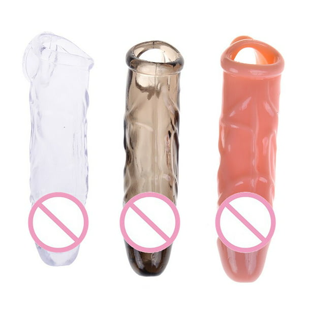 JM Un pene masculino manga de extensión de silicona anillo de pene  reutilizable condón retraso cristal anillo de pene al azar adulto juguete  sexual Electrónica