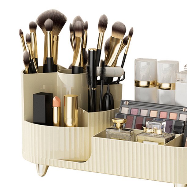 Organizador de almacenamiento de maquillaje, caja de almacenamiento de  cosméticos con partición giratoria sin perforaciones de gran capacidad,  color blanco Wobythan