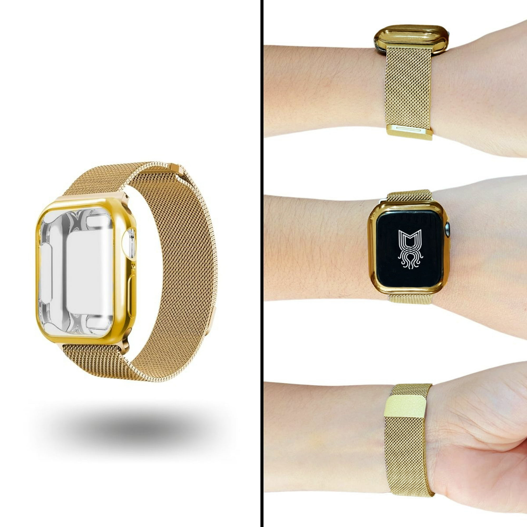 Correa para apple watch compatible con 42mm / 44mm metálica+ case completo protector de pantalla mamá pulpo milanese mica completa