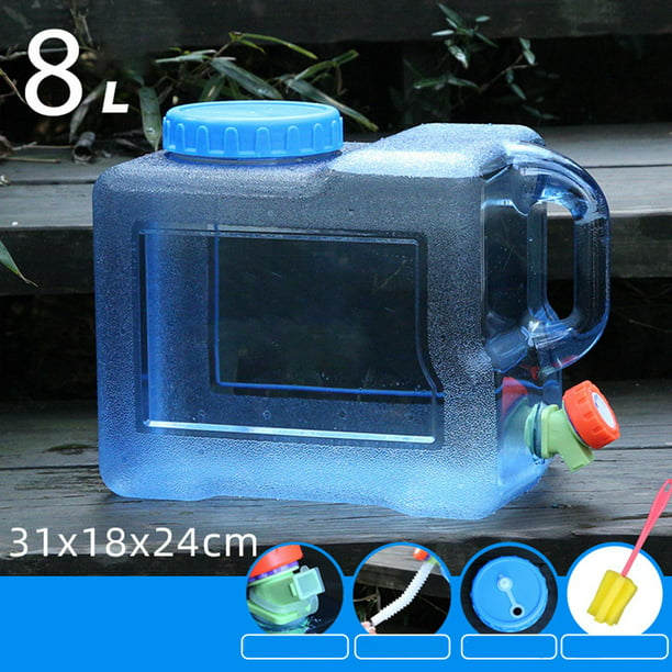 Contenedor portátil de almacenamiento de agua de 2.1 galones (8 litros) con  grifo y manguera de extensión, tanque de agua de campamento