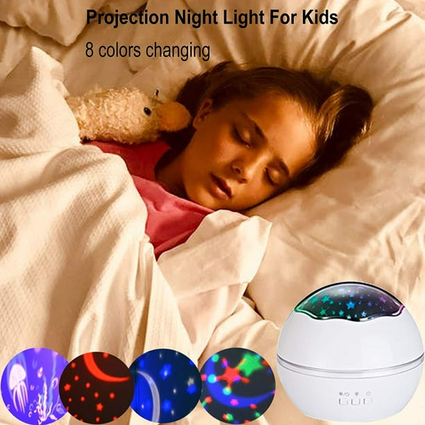 3 colores Estrellado Estrellado Sky Proyector Luz nocturna Lámpara  giratoria para dormir Niños Bebé Decoración del dormitorio