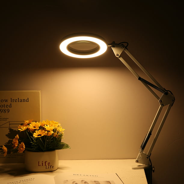 Lupa con Luz de 64 LED, Lámpara de Mesa y Escritorio, Aumento de hasta 8X  con 10 Niveles, Abanopi