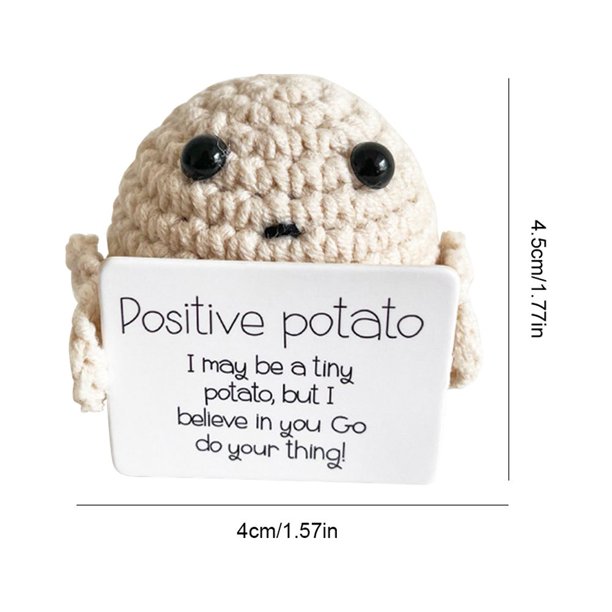 Patata positiva divertida, linda muñeca de patata de punto de lana con  tarjeta positiva, patata de punto divertida Navidad Navidad oficina de  regalo decoración decoración de muñeca