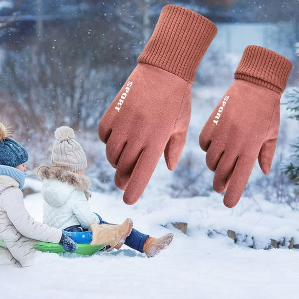 Guantes deportivos cálidos de invierno, antideslizantes térmicos con pantalla  táctil de ante a prueba para patinaje en clima frío, Mujer Rosa Hugo Guantes  cálidos de invierno