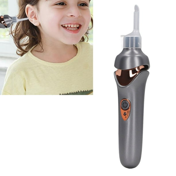 Aspirador de oídos eléctrico con luz LED, punta suave, carga USB,  herramienta de eliminación de cera de oídos para niños y adultos, color  negro Ticfox