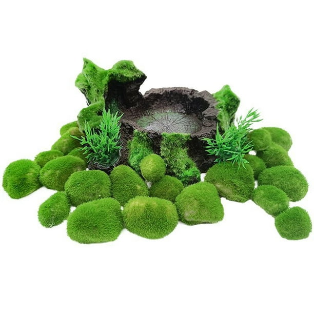 Decoración,SERIE DE 30 PIEZAS 3 TAMAÑOS Rocas de musgo artificial  decorativas, bolas de musgo verde, para arreglos florales de jardín y  manualidades Vhermosa YQ-1568