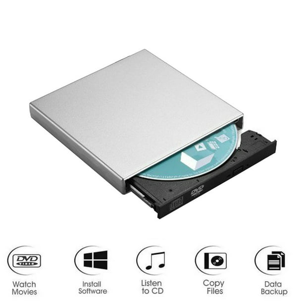  Blingco unidad de DVD, CD externa, USB 2.0, unidad de CD-RW  externa portátil delgada, grabadora de DVD-RW, reproductor para laptop,  Notebook, computadora de escritorio, color negro : Electrónica