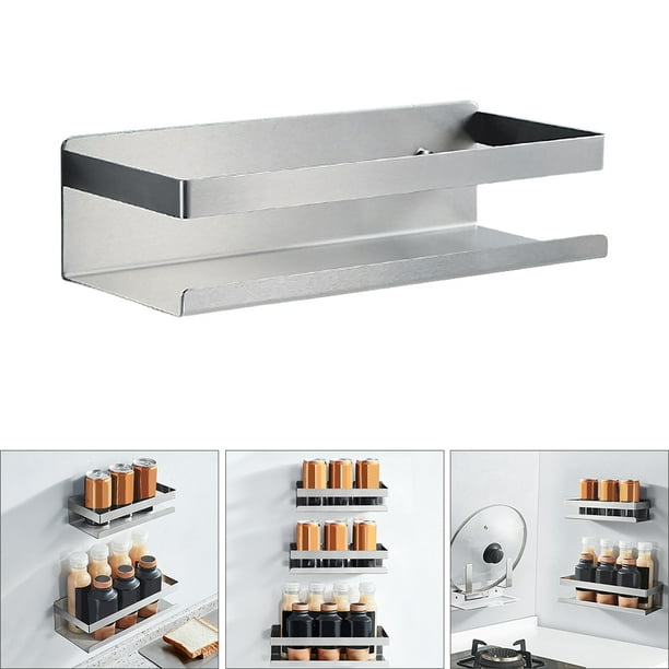 Organizador de especias montado en la pared para cocina, ahorro de espacio,  instalación sin tornillos