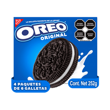 Galletas Oreo Chocolate Relleno sabor Vainilla 252 g  4 Paquetes c/u 6 Galletas