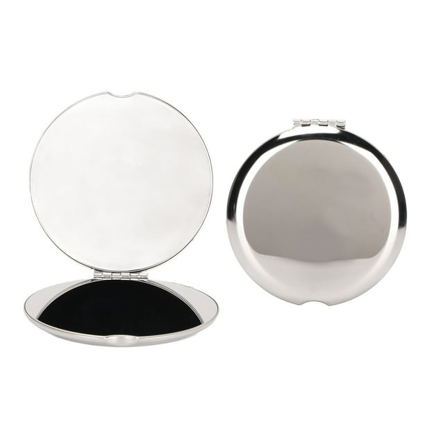 Espejo de bolsillo para hombres y mujeres, espejo portátil irrompible de  acero inoxidable (funda (blanco))
