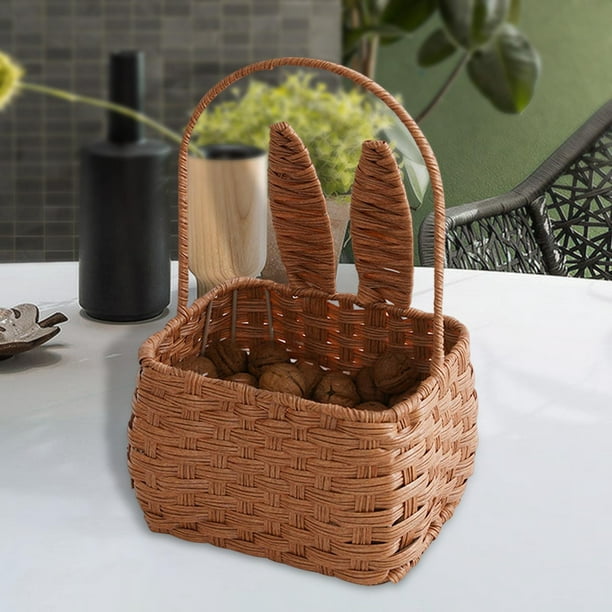 Contenedor de canasta de Pascua con lindo con asa Caja de almacenamiento de  dulces de huevos tejidos a mano marrón kusrkot Cesta de picnic