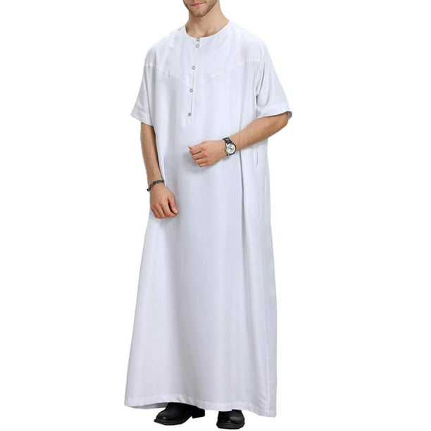 DEWUFAFA Vestido musulmán Masculino, túnica Blanca Pura túnica