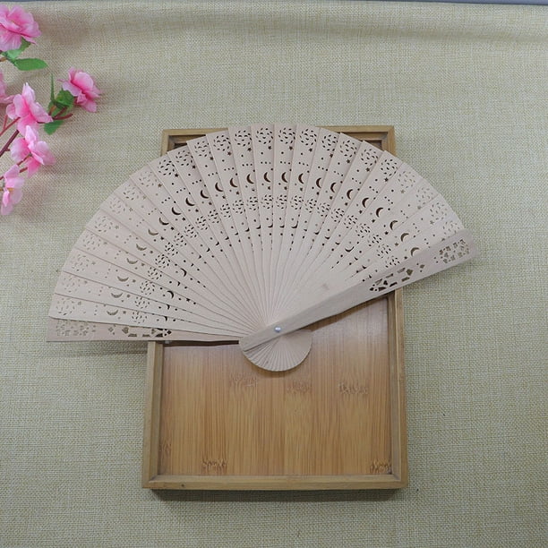 Abanico plegable de madera china de mano, abanicos plegables de bambú,  abanicos de madera perfumados, abanicos de mano vintage para decoración de