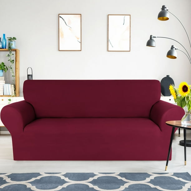  Funda de sofá de 3 plazas para sala de estar para decoración  (borgoña) : Hogar y Cocina
