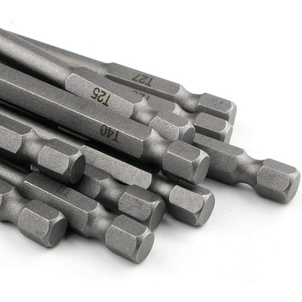 Comprar Punta de destornillador Torx gris T6 T8 T10 T15 T20 5 piezas 6,35  mm (1 / 4Inch) Aleación de acero