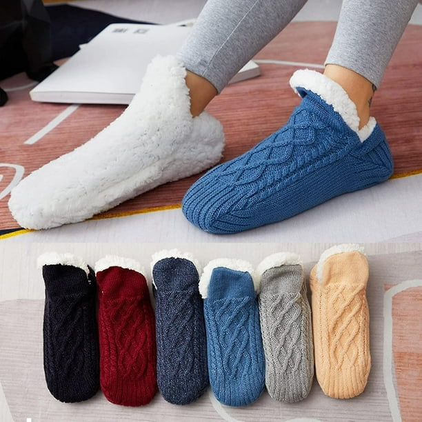 Calcetines de lana con cubierta de calcetín, calcetines de suelo  engrosados, calcetines de invierno para el hogar para mujeres adultas