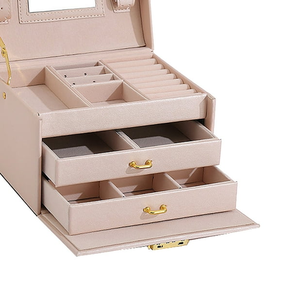 Joyero con Retro Y Caja de Almacenamiento de Joyería con Espejo para Rosado  Sunnimix Caja de almacenamiento de joyas