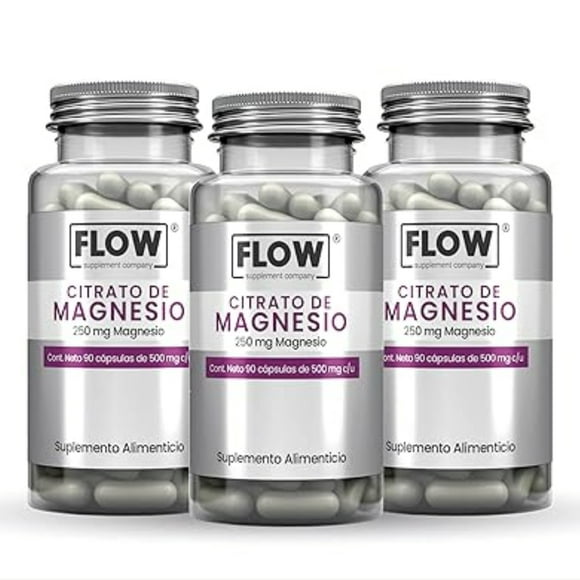suplemento flow  3 pack de citrato de magnesio 90 capsulas de 500 mg