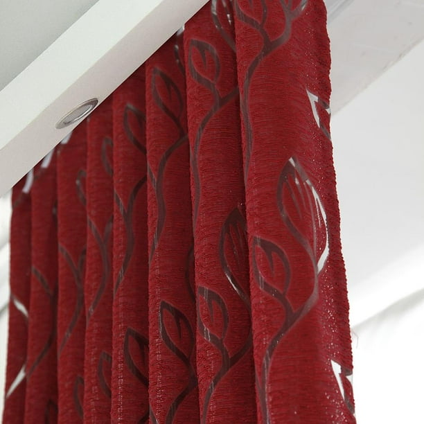 Cortina semiopaca de 2m partición de hojas de vid decoración de ventana  rojo vino 2 uds. Hugtrwg Para estrenar
