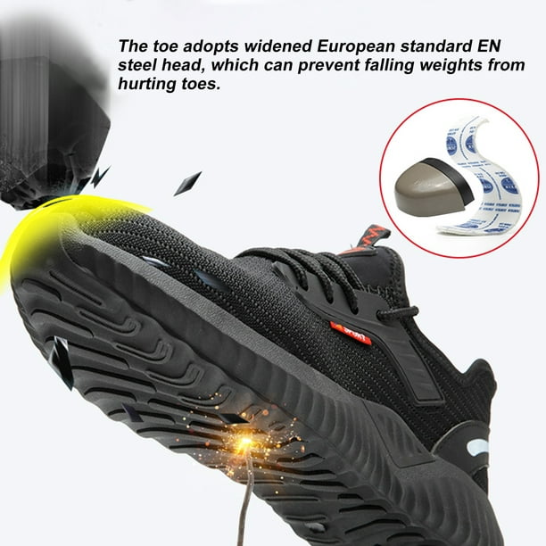 Zapatos de seguridad para hombres y mujeres, zapatillas de trabajo ligeras,  puntera de acero, zapatillas de deporte transpirables para trabajo