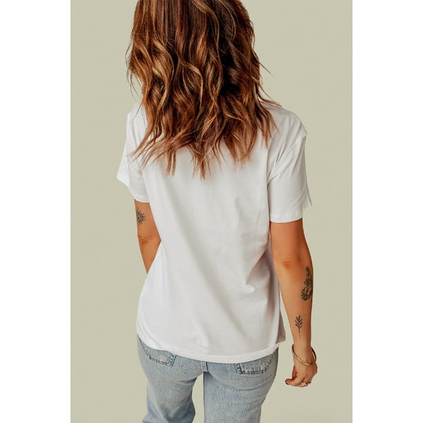 ABPHQTO blanca con cuello redondo y estampado gráfico de calavera para ABPHQTO | Walmart en línea