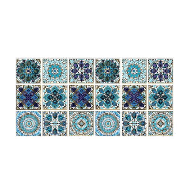 Pegatinas de azulejos elegantes azules y negros geométricos pegados en  azulejos de PVC autoadhesivos de pared, impermeables, azulejos de baño