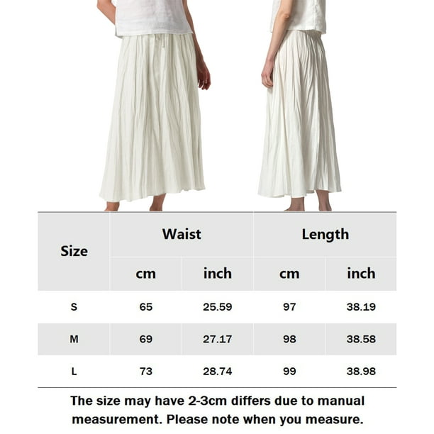 Falda plisada de longitud media de verano Falda de traje de cintura alta  para mujer (Color blanco, Tamaño: L)
