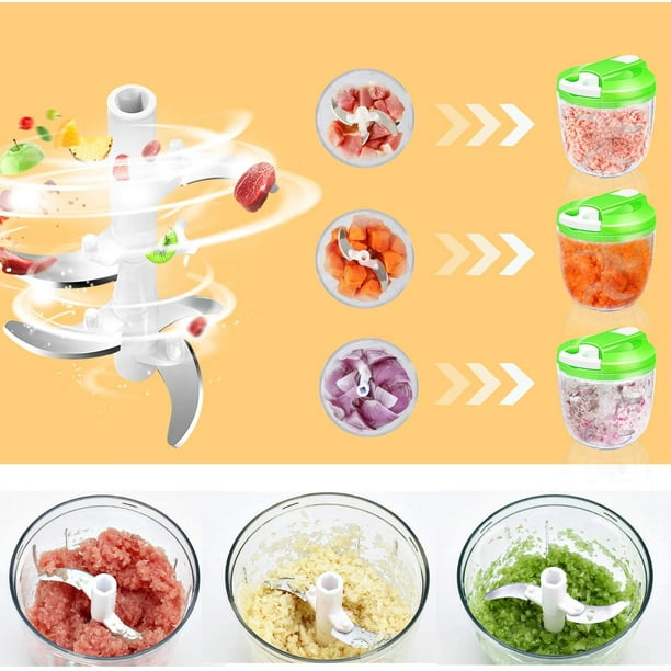 KEOUKE Picador de cebolla - Procesador de alimentos con manivela de mano  para picar chile, verduras, frutos secos, frutas, ensalada con un separador