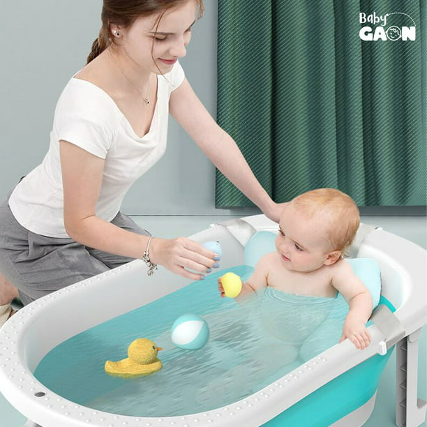 Bañera para Bebé con Protecciones Antiderrapantes y Termómetro, Plegable y  Portátil de Color Azul | Tina de Baño para Bebé de Viaje Baby Gaon Tina