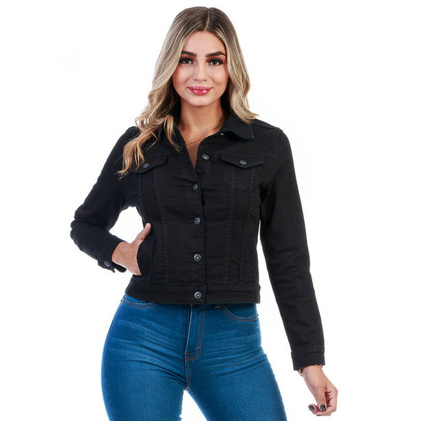 Chamarra de Mezclilla Stretch Negra Para Mujer Opp´s Jeans Opps Jeans  Chamarra Negra Dama