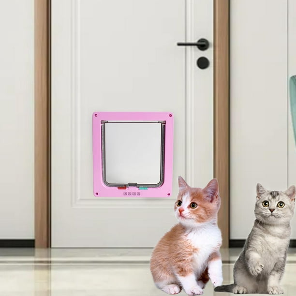 Puerta para mascotas para gatos con cierre de 4 vías ABS de gran tamaño,  puertas para mascotas pequeñas, fácil de instalar, resistente a la  intemperie