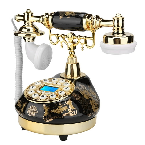 Teléfono fijo retro con cable, teléfono clásico vintage, teléfono antiguo  de moda en estilo de los años 20 para decoración de bar del hogar y la
