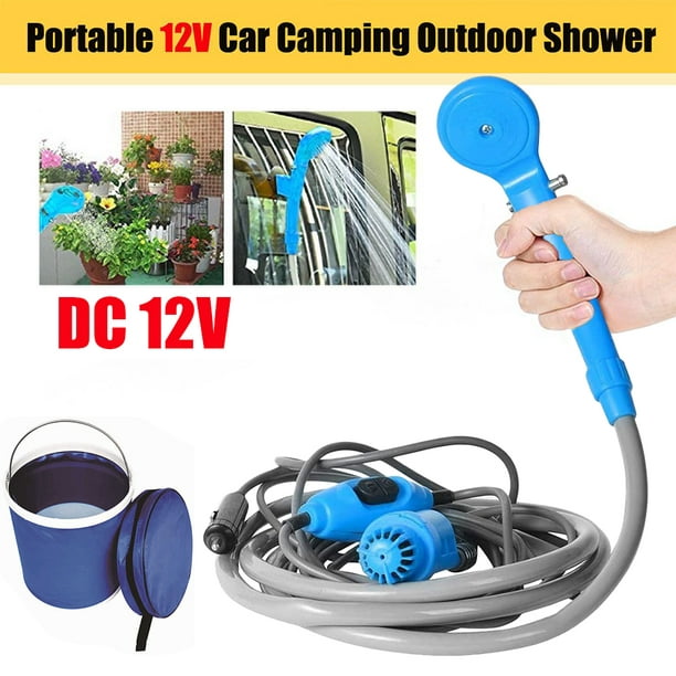 Ducha portátil para acampar Cubo 12V Ducha de coche al aire libre Bomba de  ducha eléctrica universal (con cremallera) azul