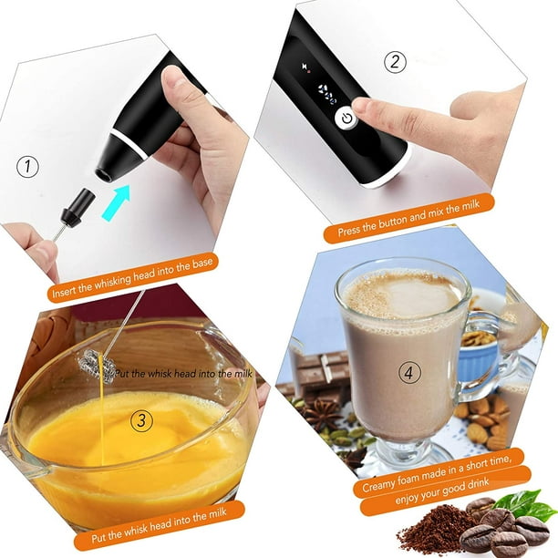 Comprar Viboelos Espumador de leche eléctrico USB recargable mini espumador  de mano batidor de huevos batidor de bebidas para café capuchino chocolate  caliente