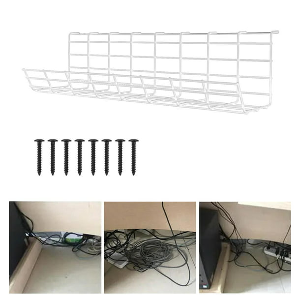  Bandeja de organización de cables para debajo del escritorio,  organizador de alambre de metal resistente debajo del escritorio, cesta  para oficina y escritorio de pie en casa : Productos de Oficina