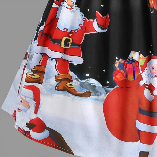 Invierno Navidad vestidos mujer 50s Vintage Swing elegante vestido de  fiesta manga larga Imprimir 1 Zulema Vestido de manga larga