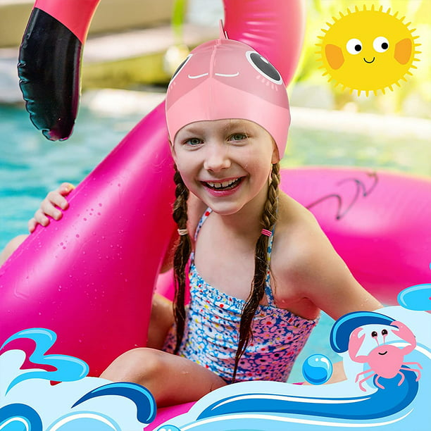 Gorro de natación para niños-1 paquete de gorros de natación divertidos de  silicona para niñas y niños, gorros de natación para niños con diseño de  tiburones y pececillos de dibujos animados Ormromra