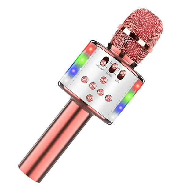 Máquina de karaoke para adultos y niños, altavoz Bluetooth portátil con 2  micrófonos inalámbricos UHF, sistema de altavoz de karaoke con luces LED