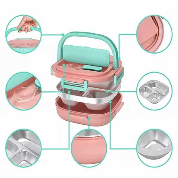 Fiambrera Infantil Bento Box Portátiles Con Bolsa Termica brillar  Electrónica