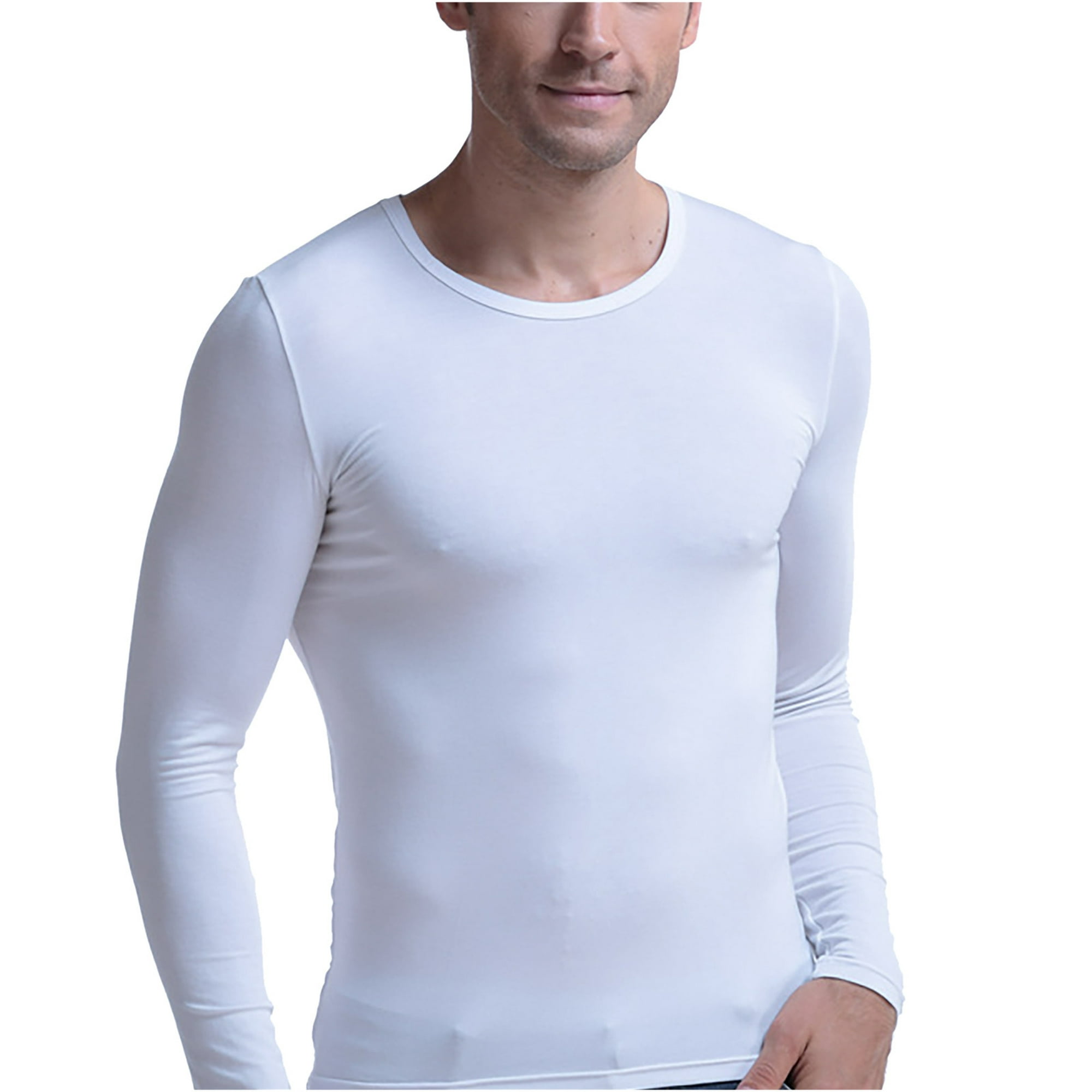 Ropa interior térmica fina delgada para hombre, ropa de otoño con cuello en  V, camisa básica transpi Pompotops oipoqjl8455