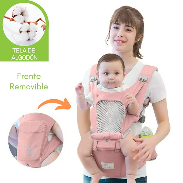 Portabebés con asiento de cadera, soporte ergonómico para bebés y niños,  bolsa canguro con bolsas de almacenamiento, suave y ligera de algodón puro