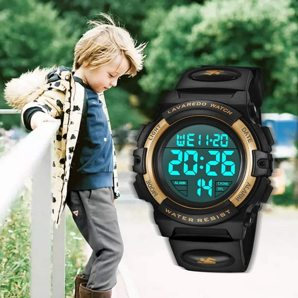 Relojes para niños, reloj deportivo digital para niños al aire libre  multifunción impermeable reloj digital con alarma de luz LED oso de fresa  Electrónica