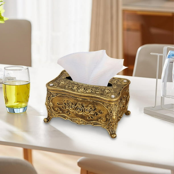  Caja de pañuelos de papel de estilo europeo para sala de estar,  oficina, caja de papel decorativa (tamaño de latón) : Hogar y Cocina