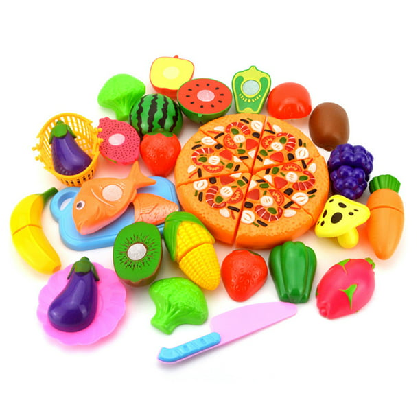 Juego de accesorios de cocina - Juego de cocina para niños de 46 piezas con  ollas y sartenes para niños, juguete de pizza, comida de juego con