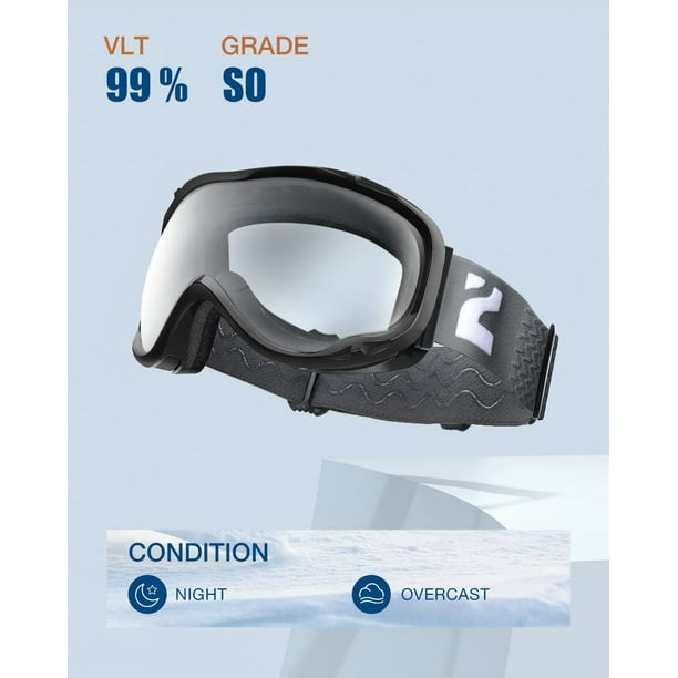 Gafas de esquí para hombres, mujeres y jóvenes – Protección UV400 antivaho  para snowboard y esquí para adultos