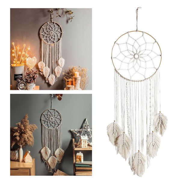 Hecho a mano Dream Catcher Macrame Pared Colgante Boho Tejido Tapiz Pared  Dcor