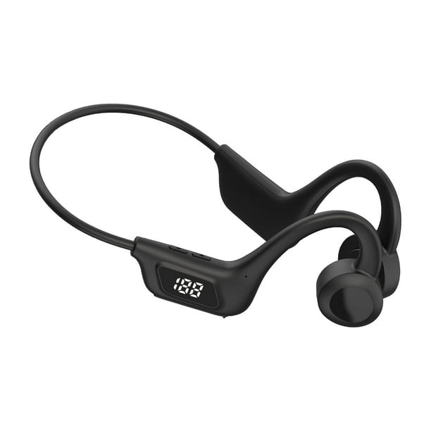  Auriculares deportivos Bluetooth de conducción ósea de oreja  abierta, resistentes al sudor, inalámbricos con reducción de ruido,  auriculares manos libres con diadema para entrenamientos y correr (negro) :  Electrónica